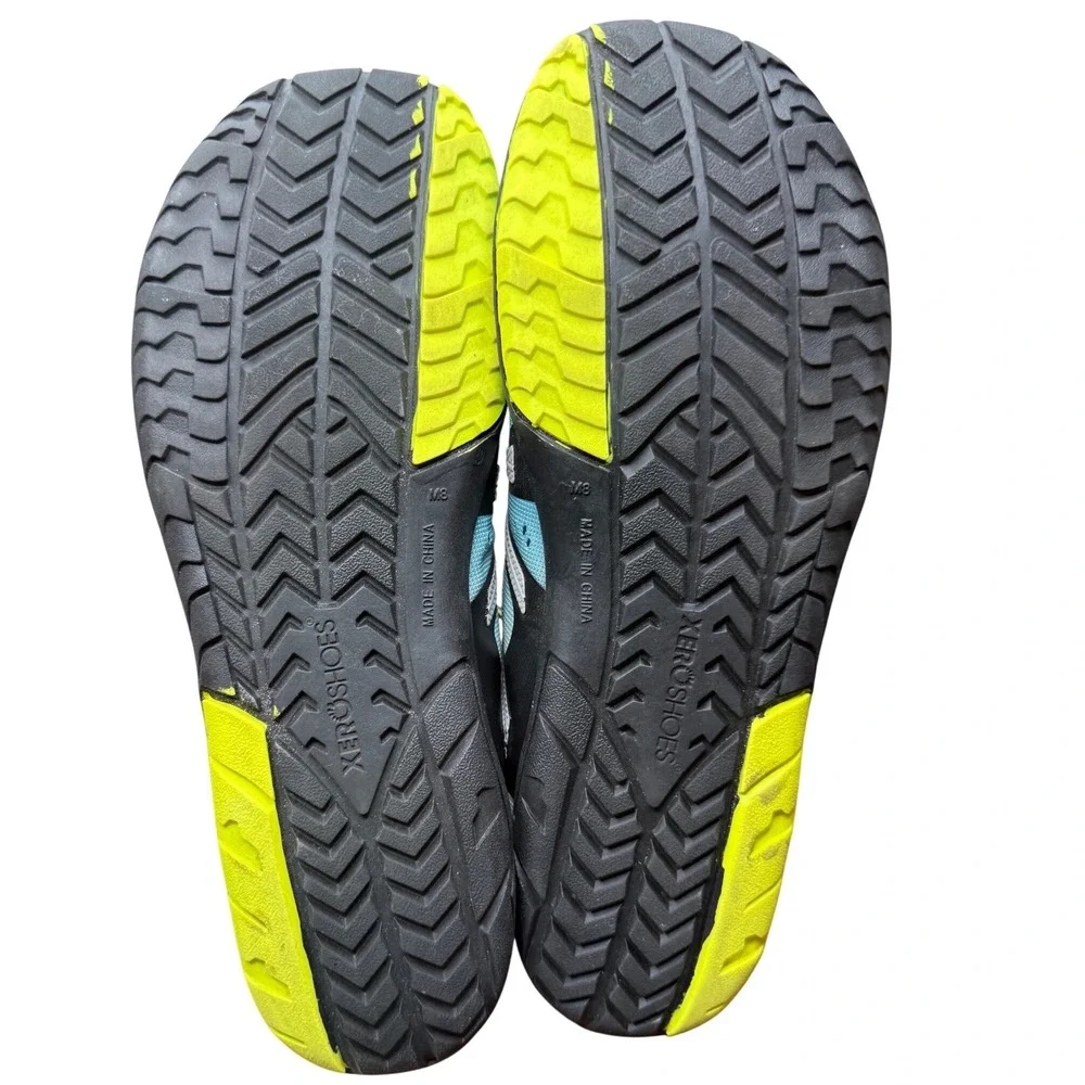 Xero Shoes HFS Mens 8 Blue Black Neon Minimalist Barefoot Road Running Sneakers